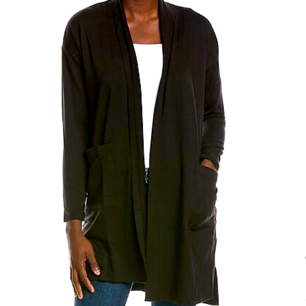 NWT Eileen Fisher stretch terry jacquard long cardigan size SP